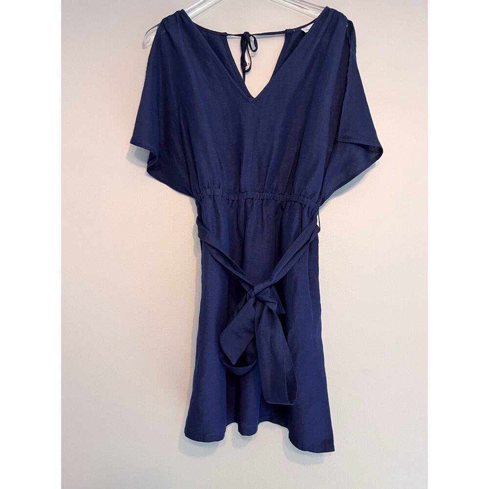 Tommy Bahama St. Lucia Linen Blend Split Shoulder Dress Navy Blue Size Small